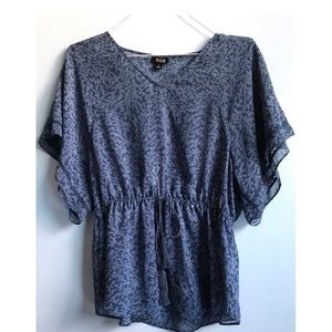 a.n.a blue bohemian blouse with tie waist